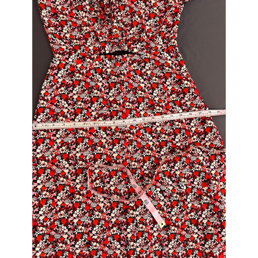 NWT Sanctuary Floral Print Maxi Dress Red Black White V Neck Long Sleeve Size 2 - Picture 5 of 8